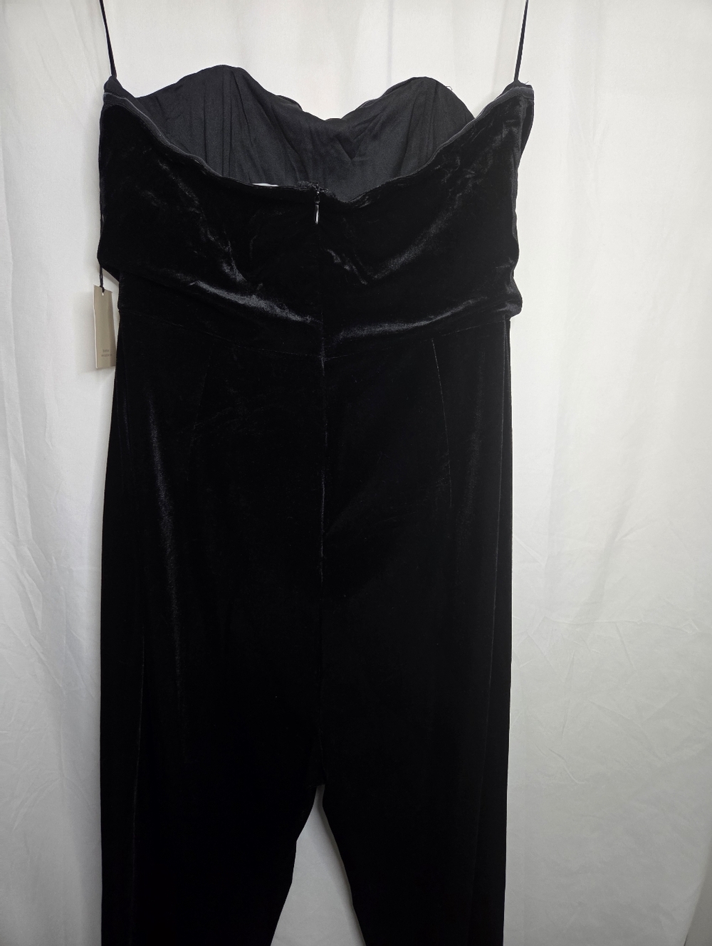Superdown Black Velvet Strapless Jumpsuit NWT Sweetheart Tube Straight Leg Large - Picture 6 of 9